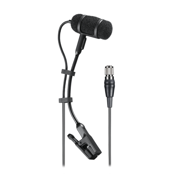 CARDIOID CONDENSER CLIP-ON INSTRUMENT MICROPHONE, 55" (1.4M) PERMANENT ATTACHED MINIATURE CABLE